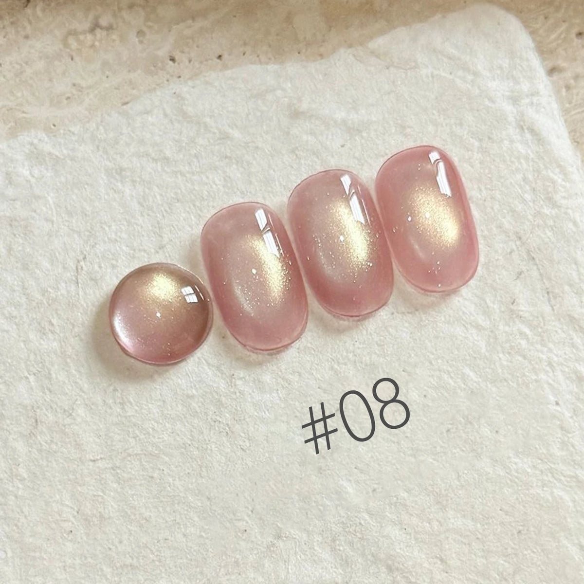 MIANEL 2026 10ML Lover Cat Eye Nail Gel Nude Pink with Sparkling Golden Light Glass Bead for Flattering Cat Eye Manicure