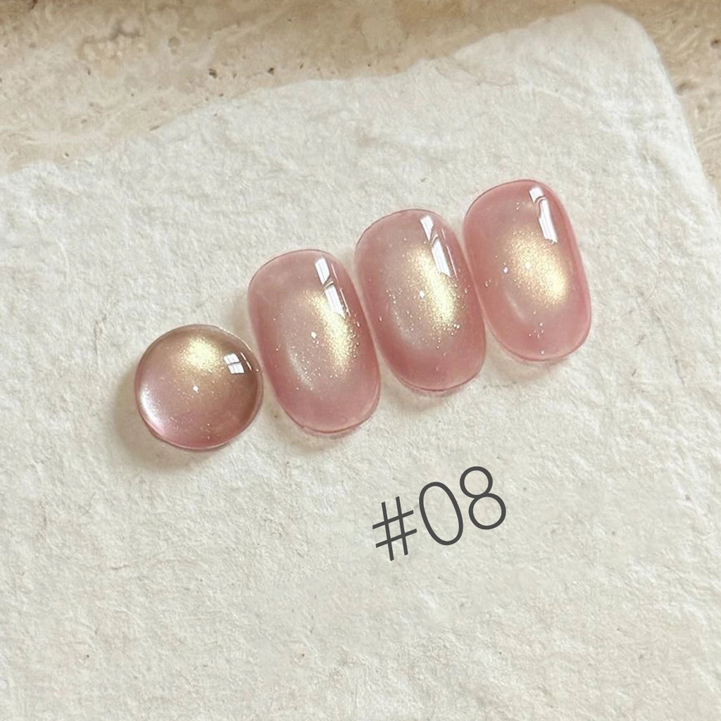 MIANEL 2026 10ML Lover Cat Eye Nail Gel Nude Pink with Sparkling Golden Light Glass Bead for Flattering Cat Eye Manicure