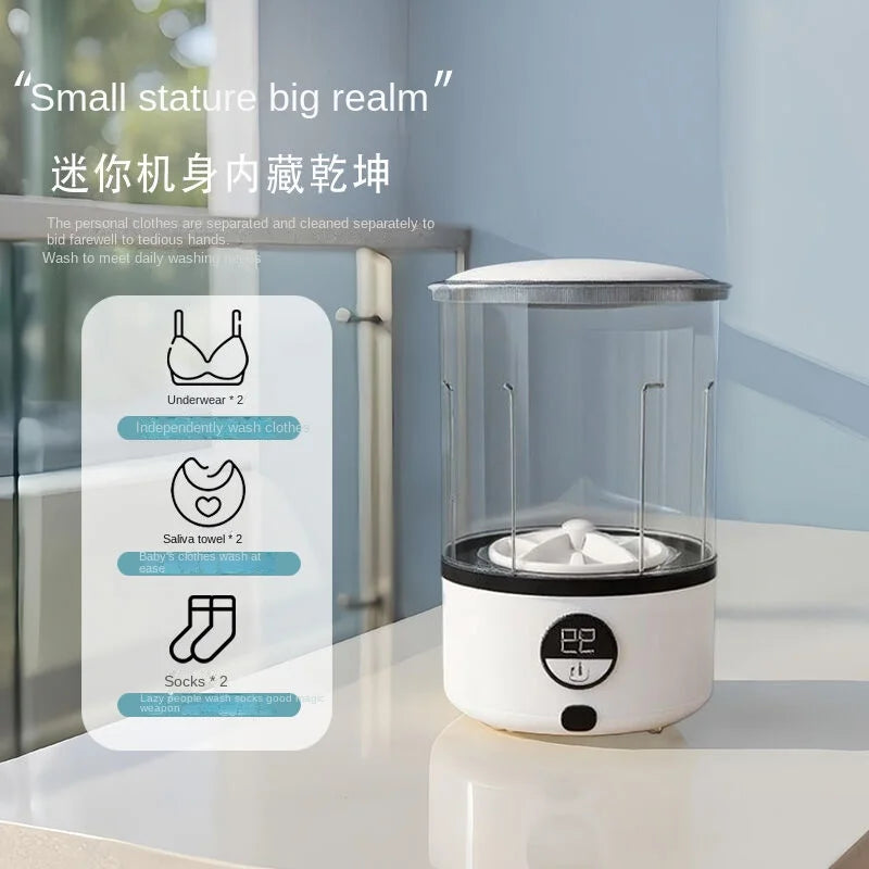 New USB Charging Washing Machine Portable Underwear Cleaner 2L Fully Automatic Socks Washing Machine Dehydratable Laundry Bucket