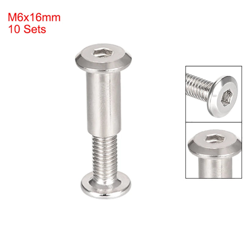 Uxcell 10 Sets M6 Screw Post Fit for 5/16"(8mm) Hole Dia 16mm-50mm Leather Fastener kitchen Furniture Cabinet Connectors Free