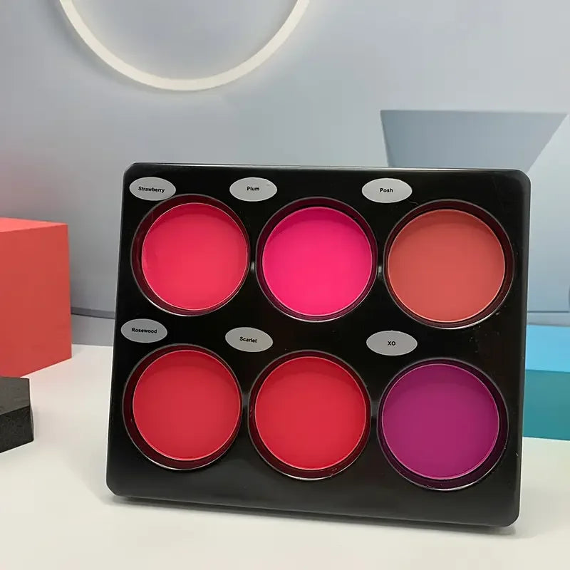 6-color blush palette, large size, natural contouring makeup, matte blush beauty palette, long-lasting coverage