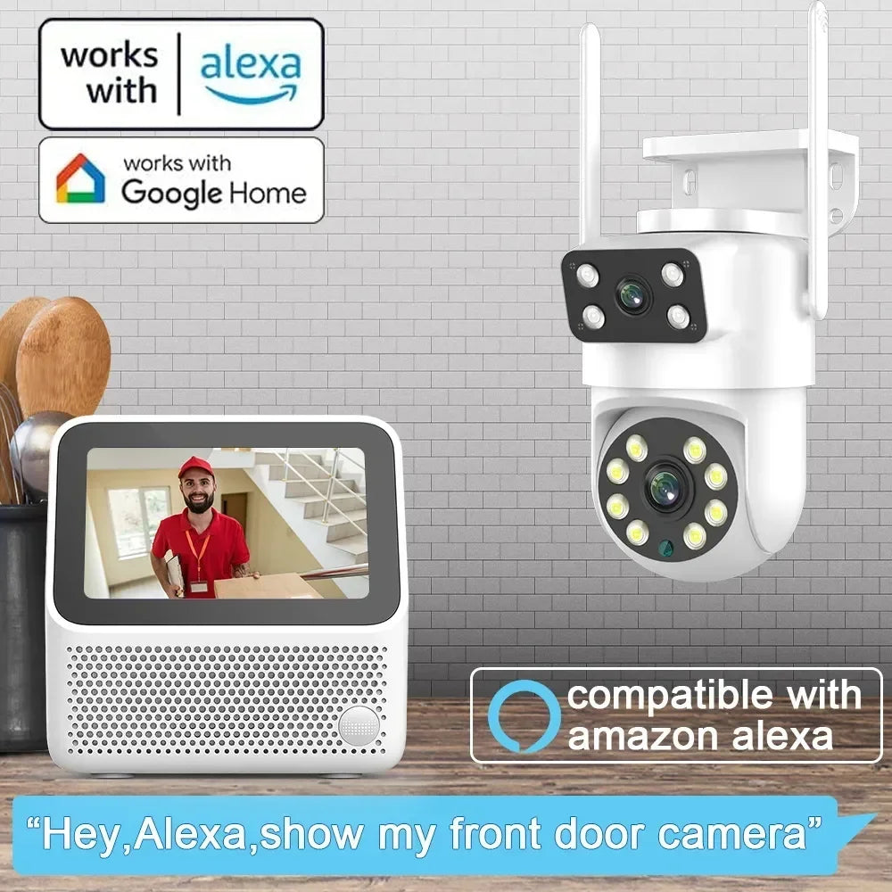 4K 8MP  Tuya Dual Lens PTZ WIFI Camera Full HD Dual Screen Ai Human Auto Tracking Outdoor 4MP Security Video Surveillance Camera