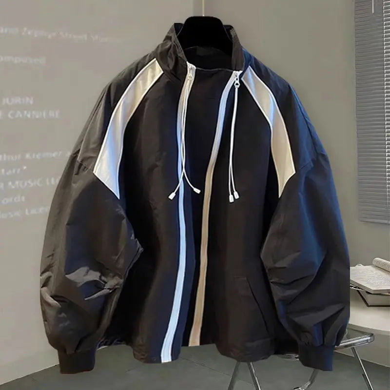 Casual Two Zippers Windbreaker for Women Loose Stand Collar Thin Outdoor Jacekts Women Spring Autumn Wind Jacekts Outerwears