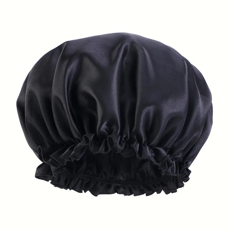 Solid Color Night Sleep Cap Women Elastic Satin Night Sleeping Hat Hair Care Bonnet Nightcap Makeup Head Wrap Cover Shower Cap