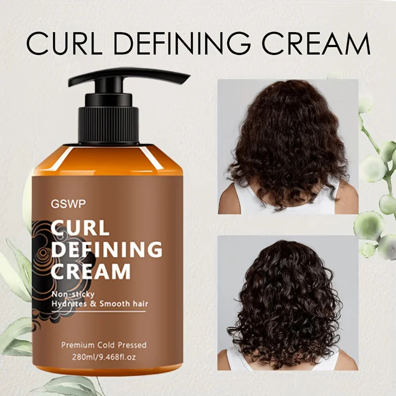GSWP Moroccan Argan Oil Styling Cream enhances elasticity and smoothness, creating soft, bouncy, frizz-free curls. 280ml