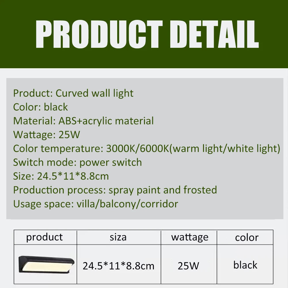 Modern Outdoor LED Wall Light Waterproof 110V 220V Exterior Wall Light For Porch Garage Garden Courtyard Villa Indoor Wall Lamp