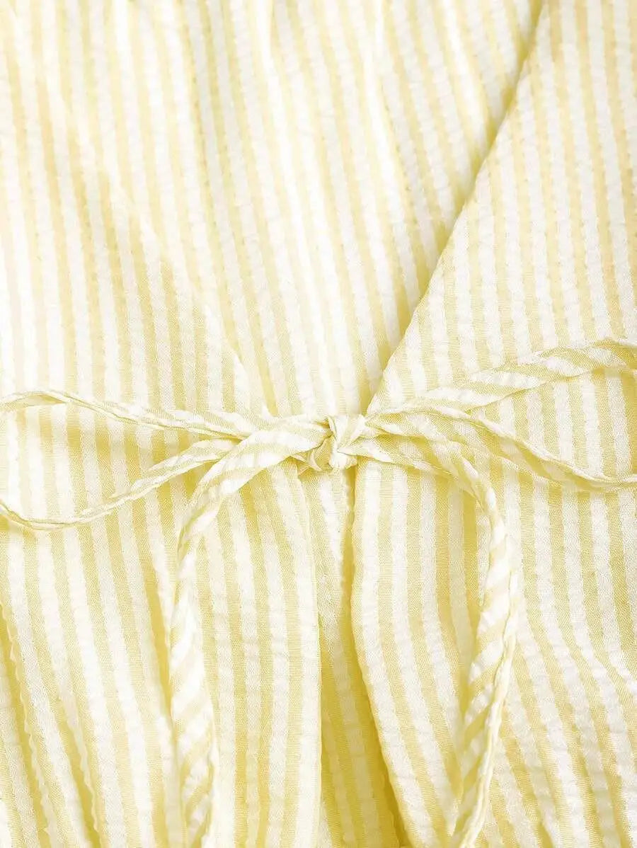 Vacay Pure Color Stripe Loose Summer Set Casual Versatile Holiday Outfit Women's Fashion Set Long Pants Sleeveless European S...