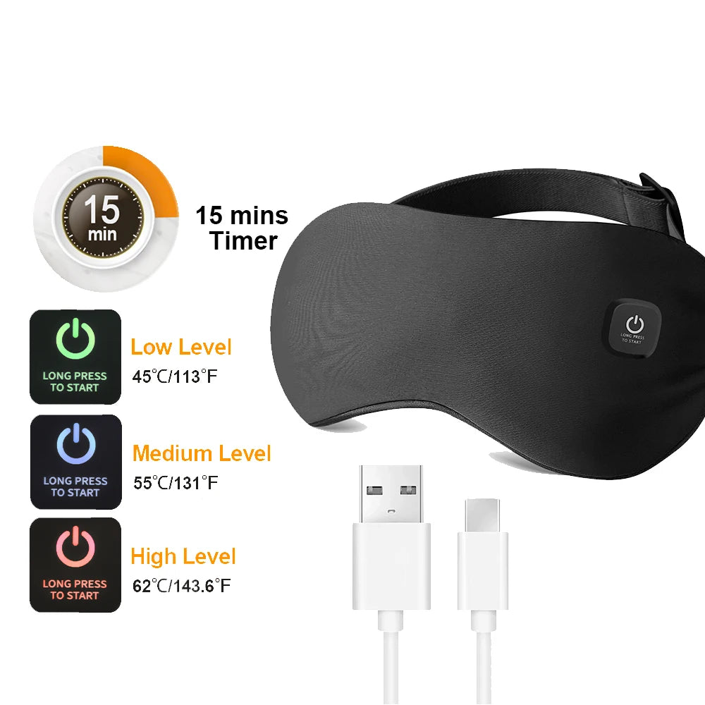 Heated Eye Mask for Dry Eyes Warm Eye Compress Sleeping Mask Light Blocking Washable Eye Heating Pad for Travel Office Home