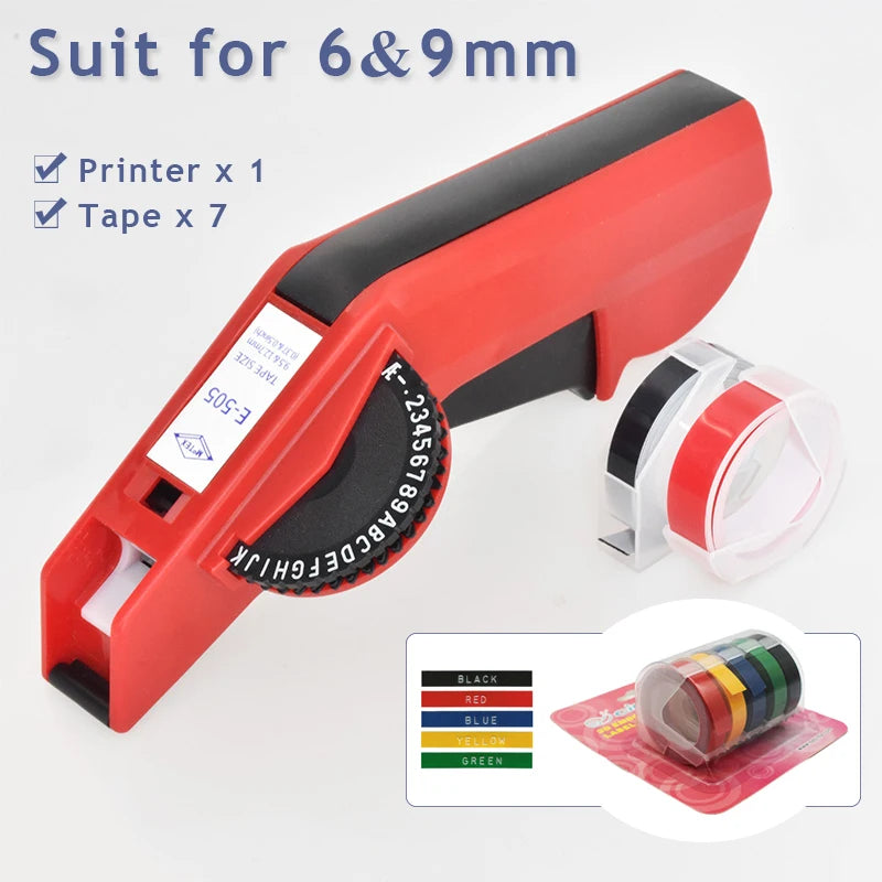 Original Motex E5500 E-505 Manual Label Maker e-5500 Suit For 6/9mm DYMO 3D Embossed Tape Can Replace 1610 12965 1880
