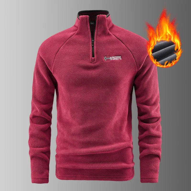 Autunm Winter Polar Fleece Sweatshirt for Men Thick Warm Stand Up Collar Half Zip Casual Base Layer Man Long Sleeve Sweater Man