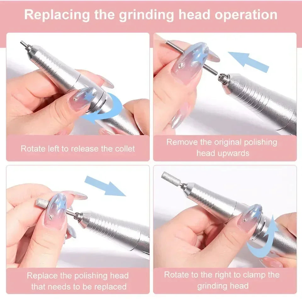 Original 45000RPM Professional Rechargeable Electric Nail Drill Machine Portable Cordless Nail File For Acrylic Gel Nails Remove