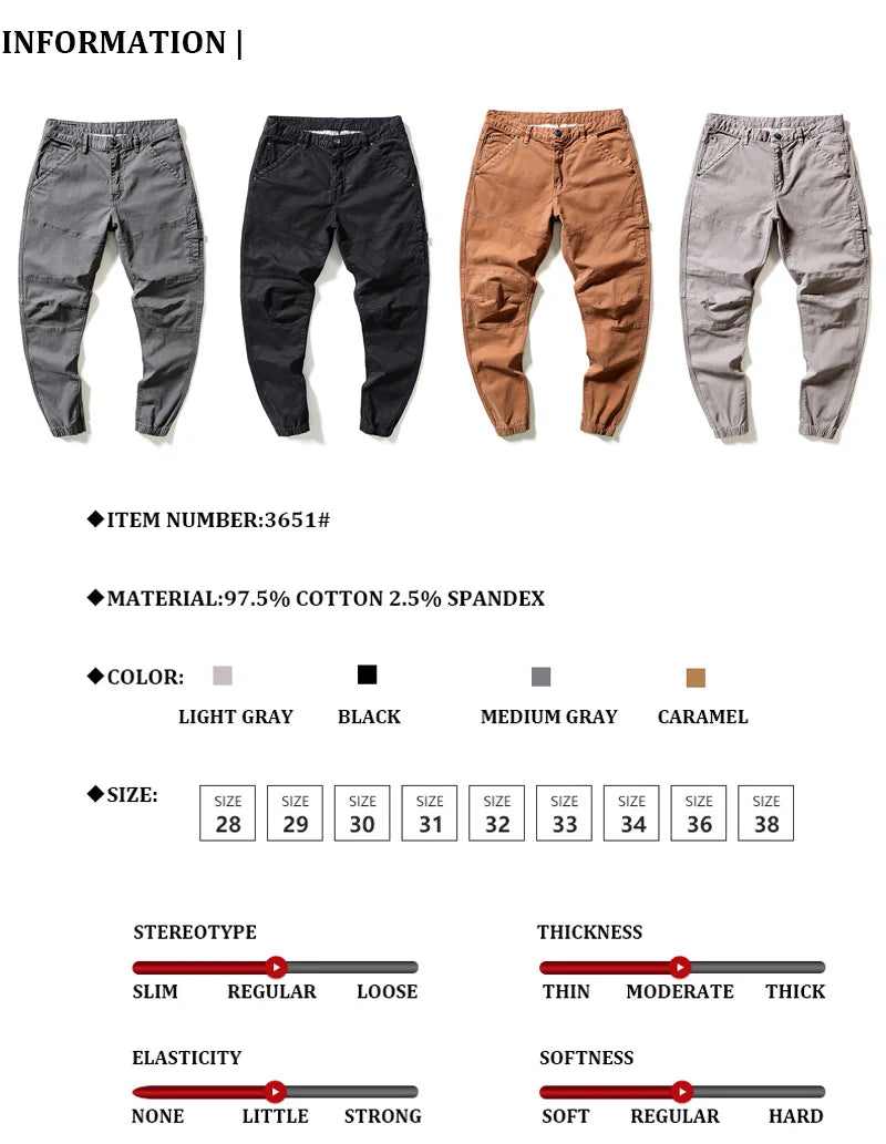 Streetwear Fashion Men Jeans Elastic Stretch Slim Fit Spliced Designer Casual Cargo Pants Hombre Hip Hop Joggers Men Overalls