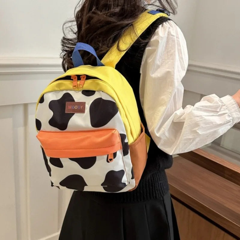 Cartoon Fashionable and Casual Women's Backpack Cute Cow Print Backpack Soft and Durable Fabric Backpack Suitable for Daily Use