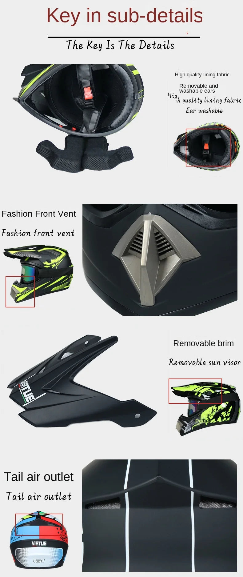 Off Road Motorcycle Helmet DOT Certified Motocross Dirt Bike Helmet ATV MX Downhill Racing Full Face Helmet Casco Moto Capacete