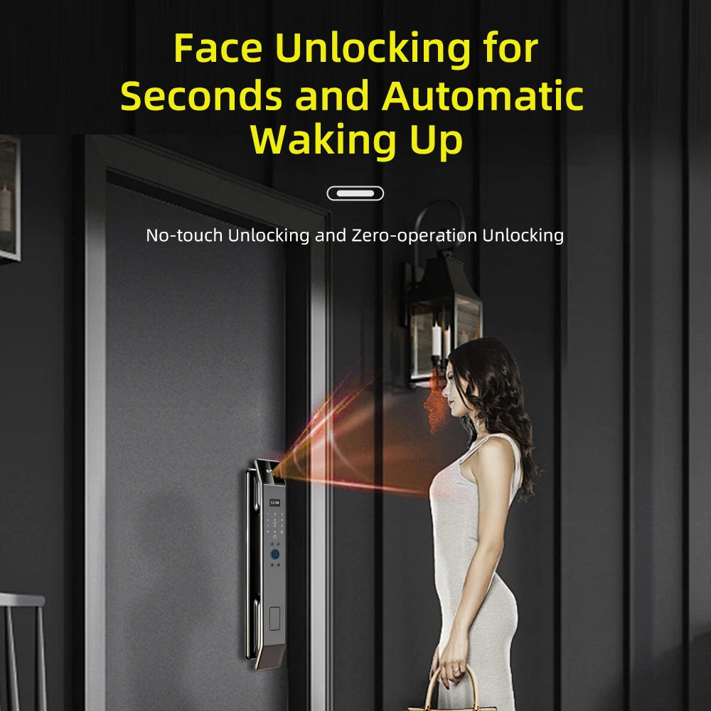 3D Face Recognition Fingerprint Password Smart Door Lock with  Remote Unlocking Wishome APP  Smart Lock Electronic door lock