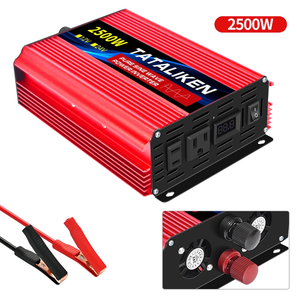 Power Inverter 10000W DC 12V to AC 110V 60HZ Pure Sine Wave Inverter with LCD Display Remote Control 4AC Outlets