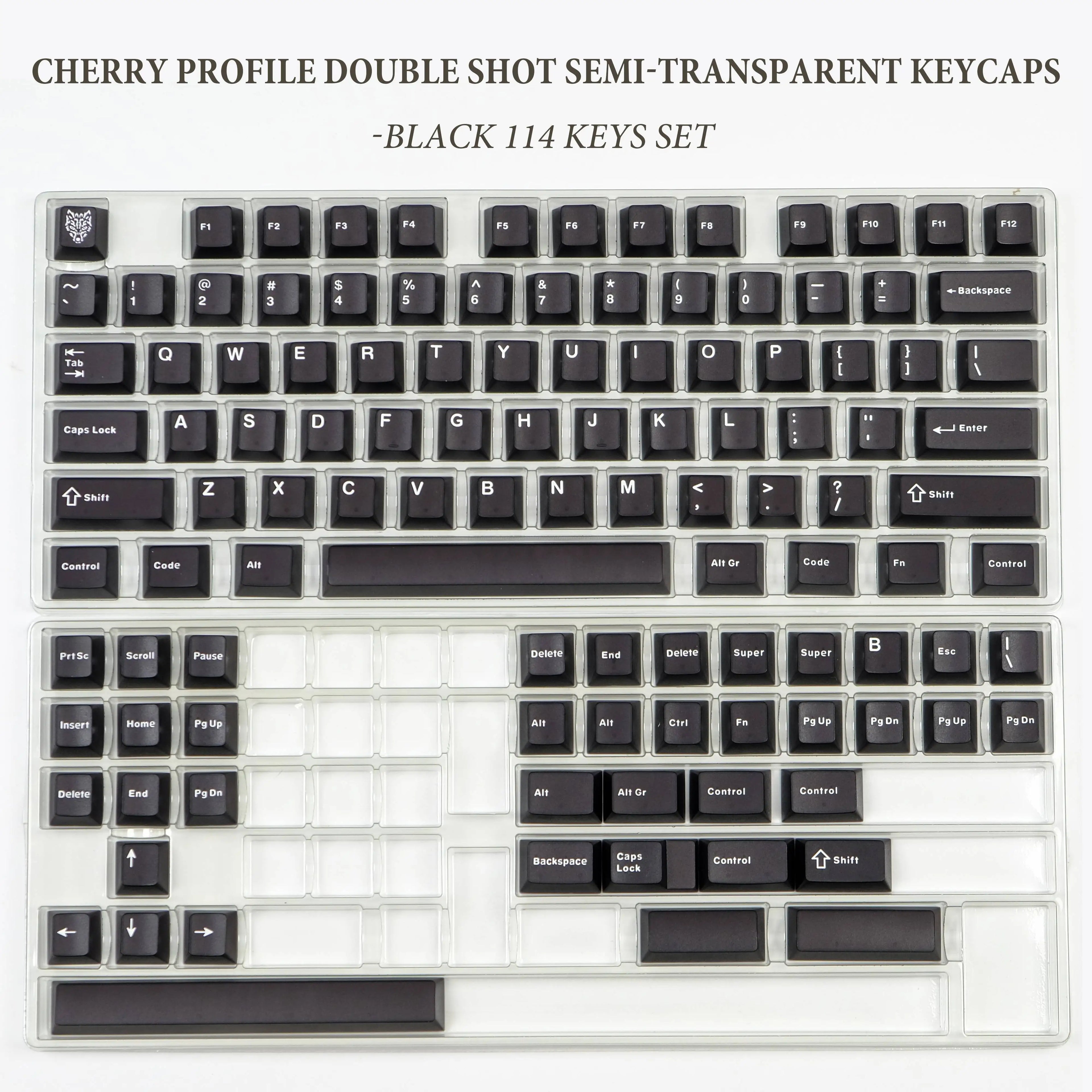 114 Keys Emerald Green Semi Transparent Keycaps Double Shot ABS Keycaps Cherry Profile for Gateron MX Switches Gamer Keyboard