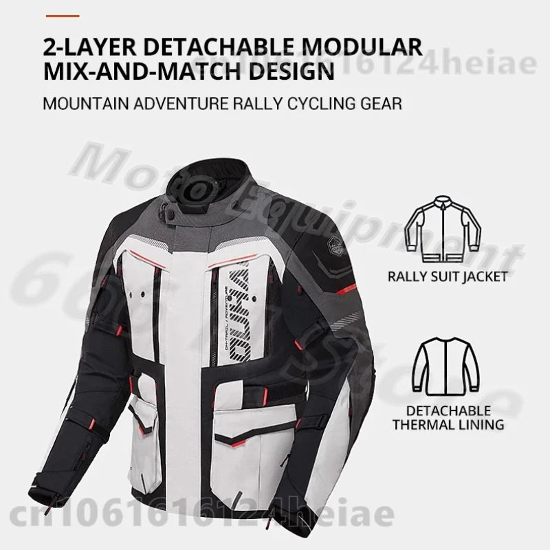 Waterproof Motorcycle Jacket and Pants Suit with CE Level Fall Protection Motocross Riding Gear for All Weather Conditions