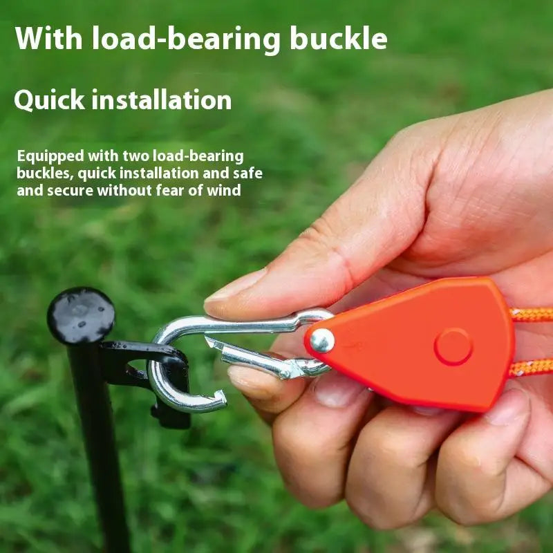 Secure Tent Rope Hanger with Ratchet Tie-Down System; Heavy-Duty Camping Gear with Reinforced Metal Gears and Adjustable Strap