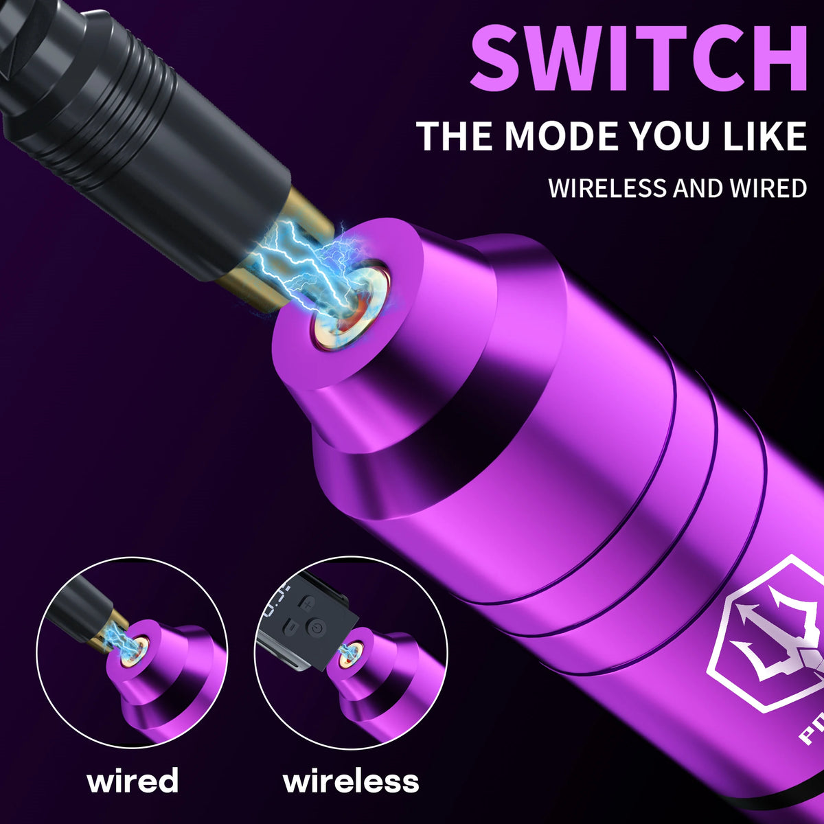 POSEIDON Tattoo Kit 20 V6 Tattoo Needles Tattoo Pen Kit For Permanent Makeup Tattoo Machine Kit Purple Wireless Tattoo Gun Kit