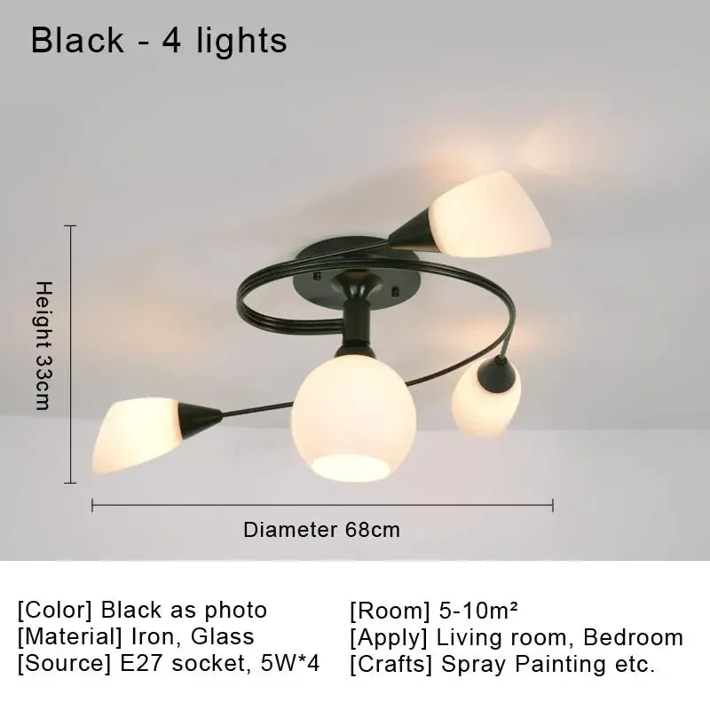 2025 Modern Led Ceiling Chandelier Nordic Glass Lamp Bedroom Kitchen Living Room Dining Room Decoration Home Ceiling Light Fixtu