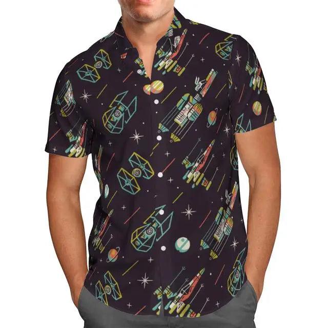 Black t Shirt, 3D Spacecraft, Hawaiian socks, Summer fashion men, large Homme Camisa Masculina S2