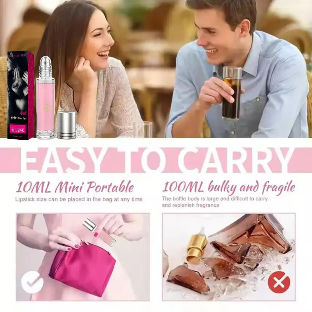 10ml Unisex Roll-On Eau De Toilette Fresh Natural Fragrance Pheromone Temptation Lasting Dating Mini Portable Ball Body Parfum
