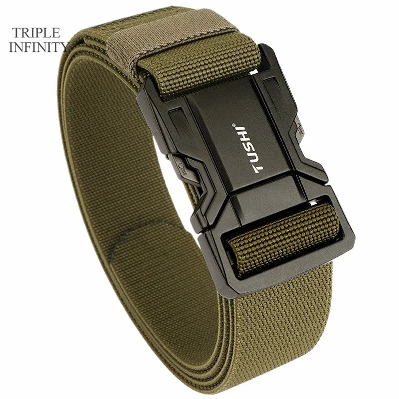Quick Release Military Tactical Belts With Metal Buckle Durable Elastic Waist Belt Men Outdoor Training Stretch Strap For Pants
