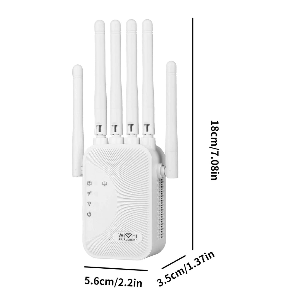 Upgraded Wifi Extender 6 Antennas Dual Band 1200Mbps Through Wall Easy Setup For Home Office Bedroom Wireless Signal Booster Use