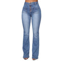 2026 New Women's Street Style Washed Jeans American European Button Flap Pocket High Waist Casual Denim Pants