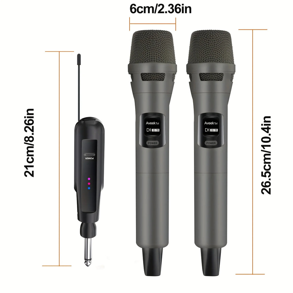 2.4GHz Wireless Microphone System with 100ft Range - 2 Rechargeable Mics for Karaoke, Party, Wedding | Plug & Play, Crystal Clea