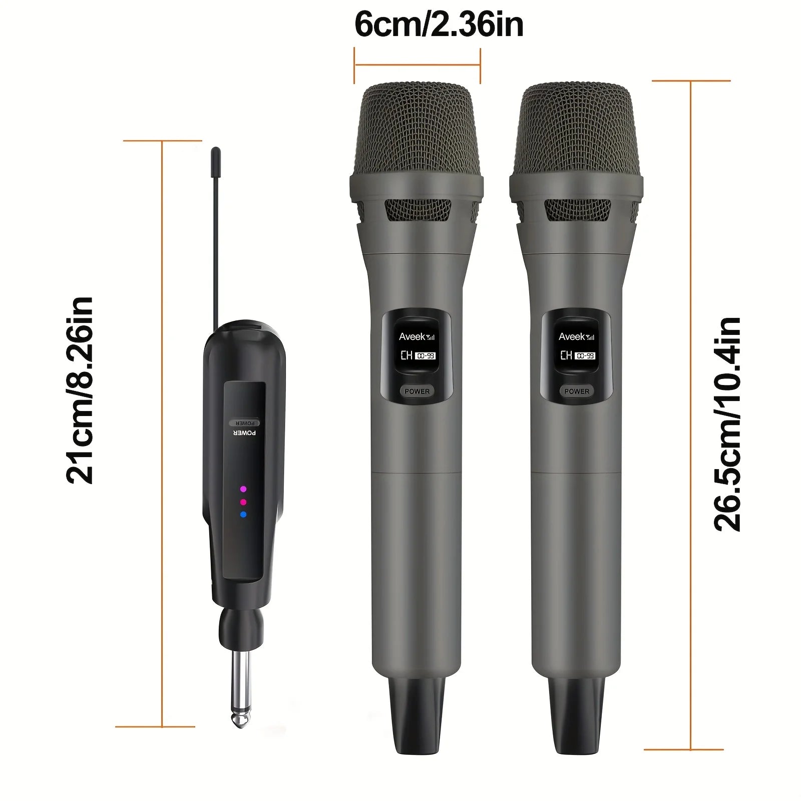 2.4GHz Wireless Microphone System with 100ft Range - 2 Rechargeable Mics for Karaoke, Party, Wedding | Plug & Play, Crystal Clea