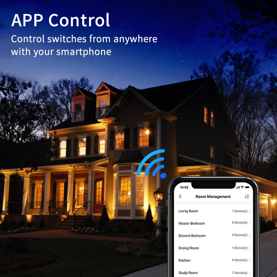 Wifi+Bluetooth Touch Light Switch No Neutral Wire &Neutral Wire US Touch Panel Wall Switches Works with Tuya Smart Life App