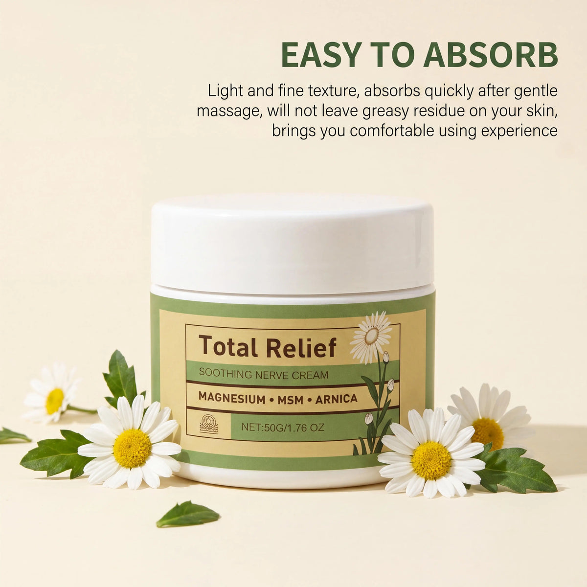 Magnesium Soothing Cream | Relieve Nerves Tension Reduce Muscle Discomforts Joint Care Fast Absorb | Total Relief Body Cream