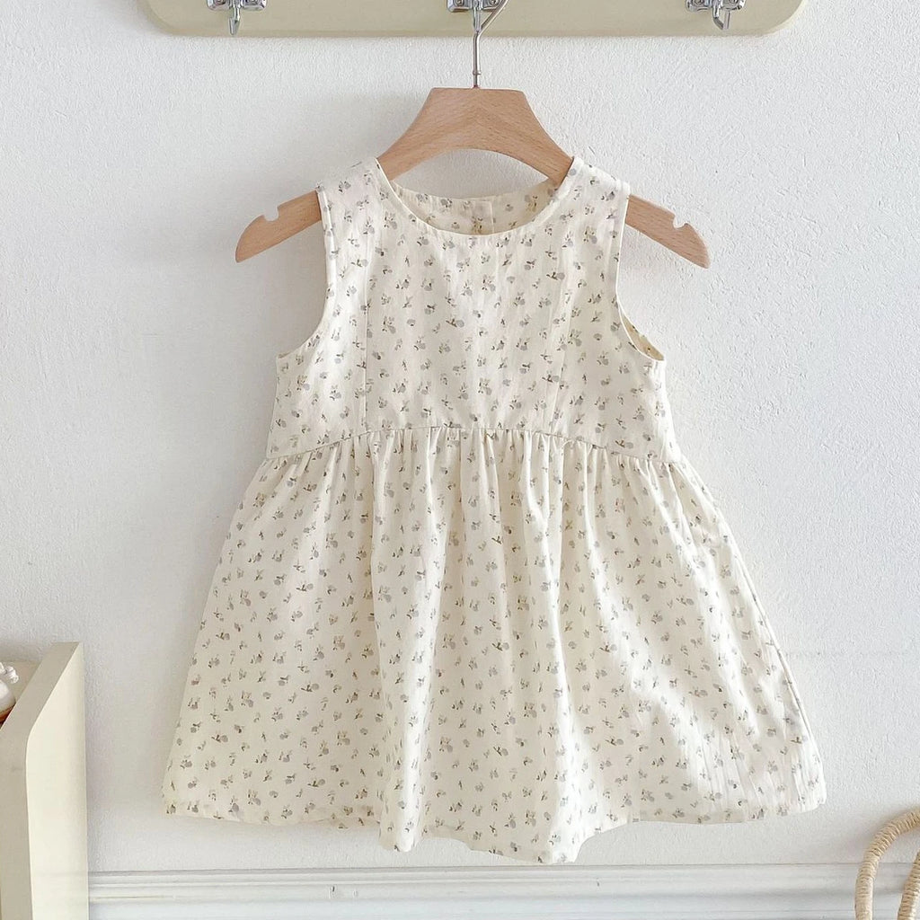 2025 Kids Clothes Summer Solid Dress Baby Girls Cotton Clothes Sleeveless Floral Dresses Children'S Vestidos Casual Clothing
