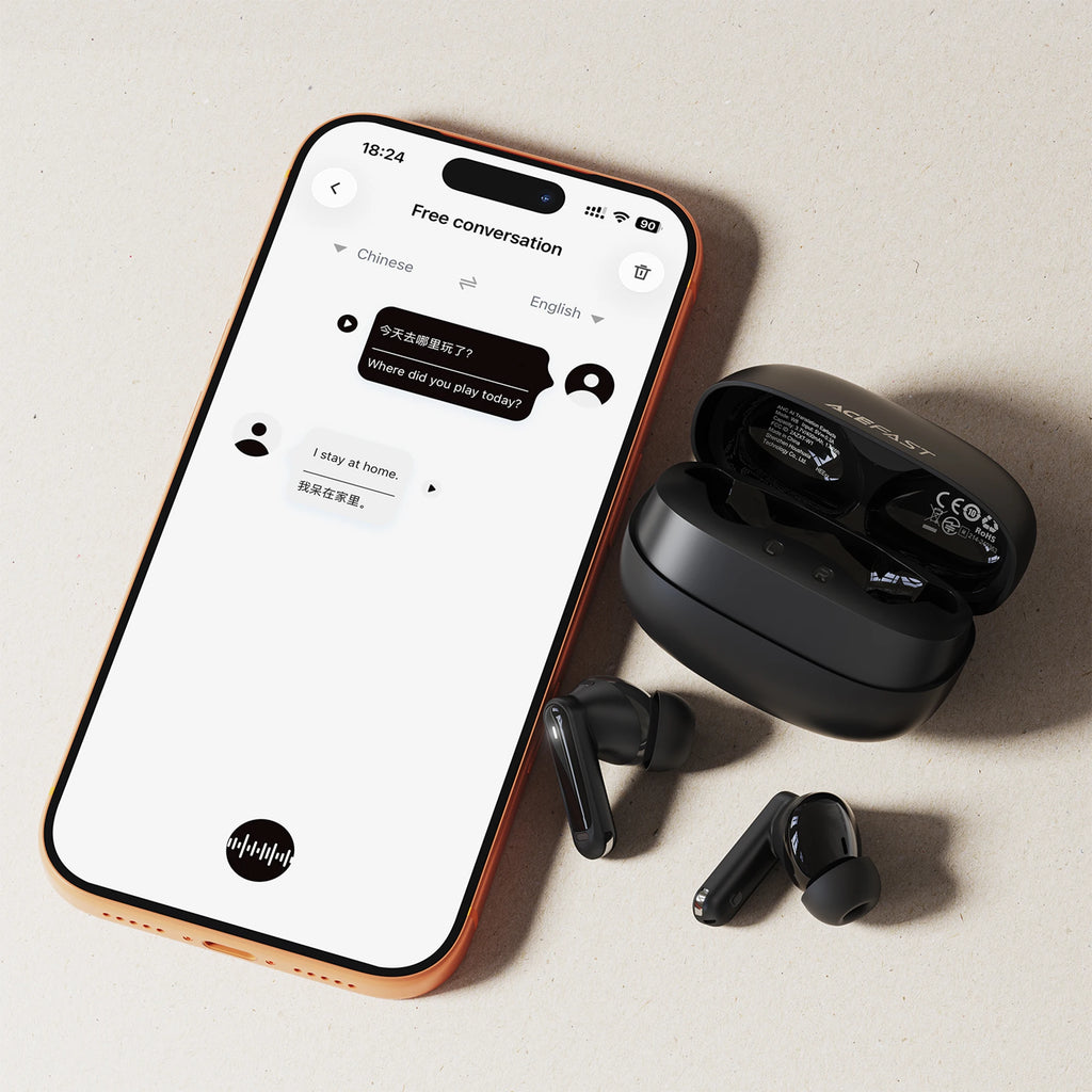 ACEFAST W8 ANC ENC Noise Reduction Bluetooth 6.0 Earphones with AI Translation Low Latency Game Earbuds Support App EQ Control