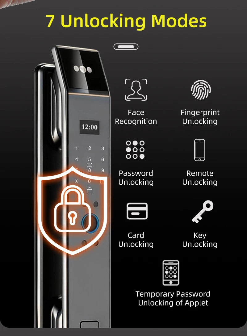 3D Face Recognition Fingerprint Password Smart Door Lock with  Remote Unlocking Wishome APP  Smart Lock Electronic door lock
