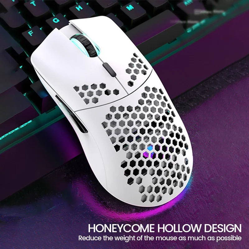 BM600 2.4G Wireless Mouse Lightweight Honeycomb Design Wireless Gaming Mouse RGB Backlight