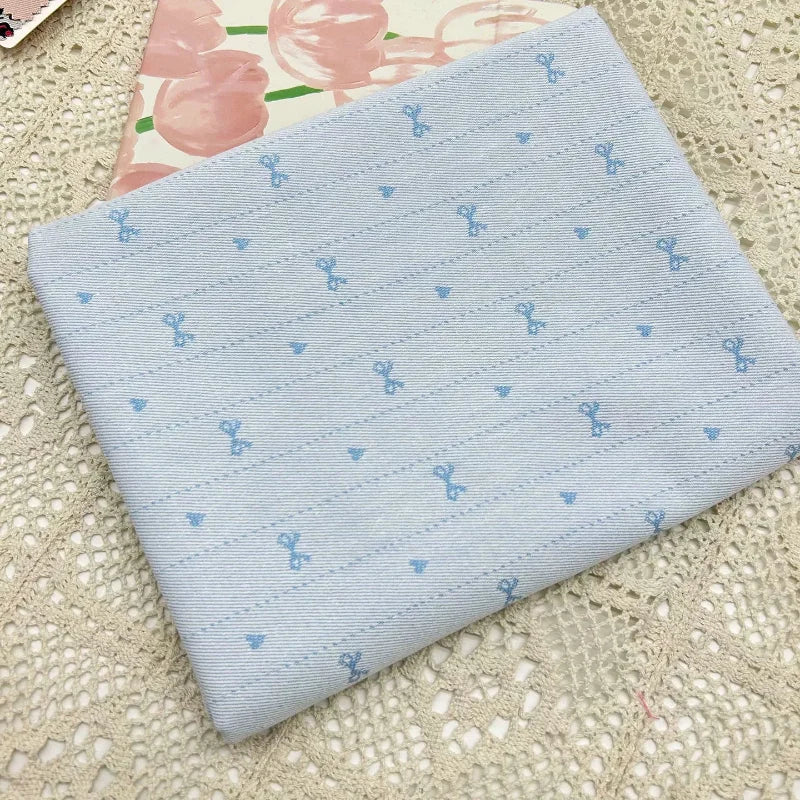 Cute Exquisite Bow Denim Fabric Premium Quality Clothing Dress Curtains DIY Home Decoration Craft Sewing Bag Making Material