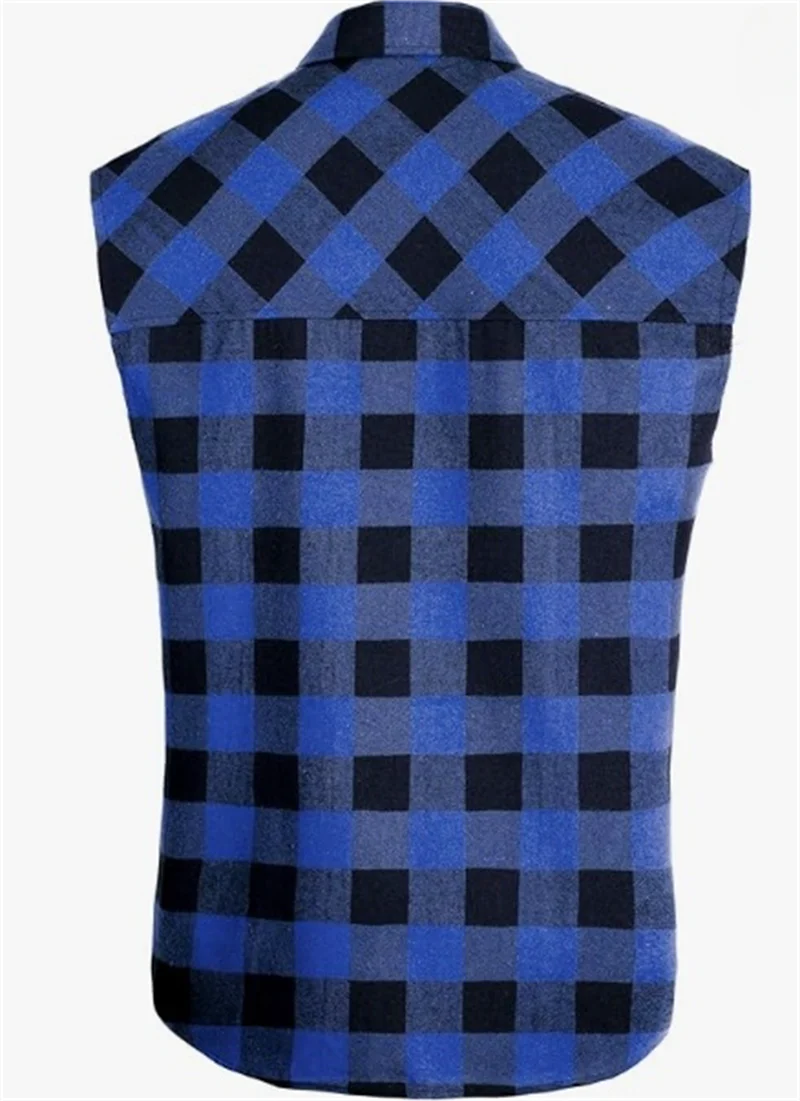 Men's Summer Fashion Casual Plaid Print Sleeveless T Shirt Vest Buckle Sanding 2024 Korean Style Mens Tank Tops Beach Vest