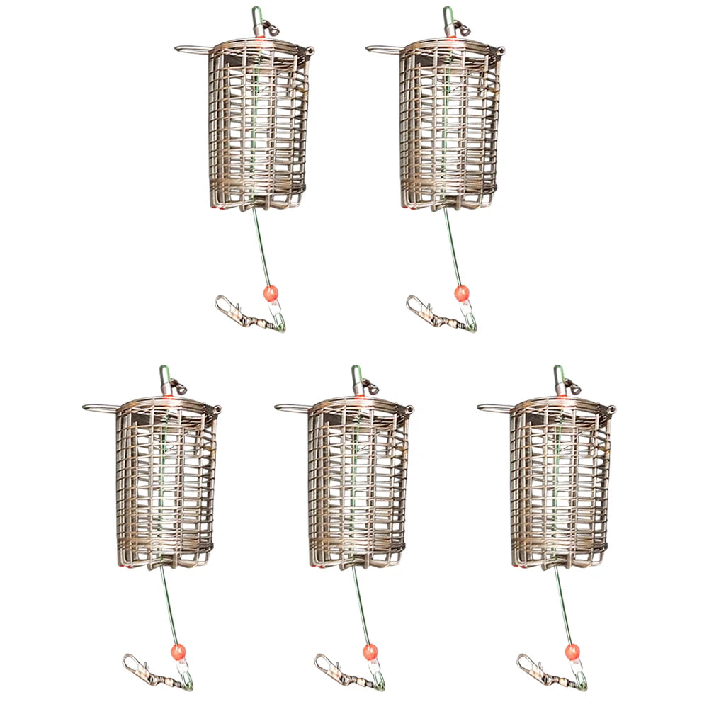 5Pcs Fishing Feeder Cage Stainless Steel Carp Lure Attracting Mesh Cage Fishing Feeder Holder Fishing Accessories
