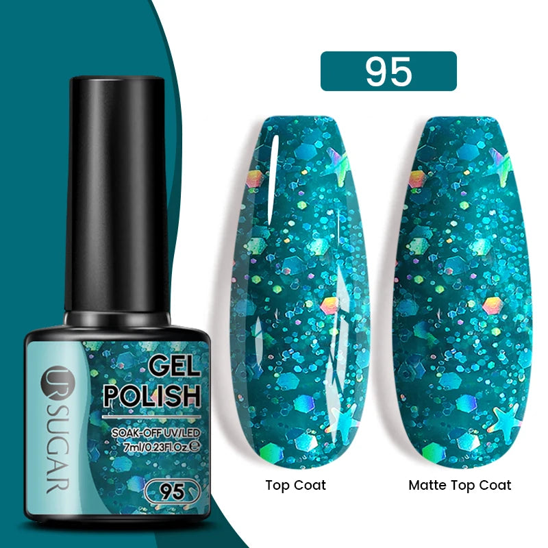 UR SUGAR 7ML Valentine’s Day Gel Nail Polish 107 Colors Classic Black Red Glitter Semi Permanent Autumn Soak Off UV Gel Varnish