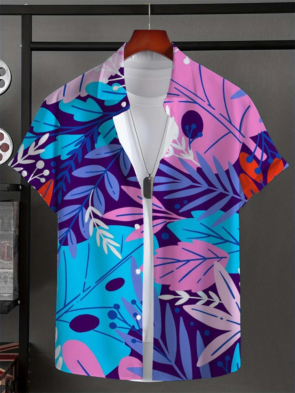 Leaf Tropical Men's Shirt Resort Hawaiian 3D Printed Shirt Outdoor New Vacation Beach Summer Turndown Short Sleeve Hawaii Shirts