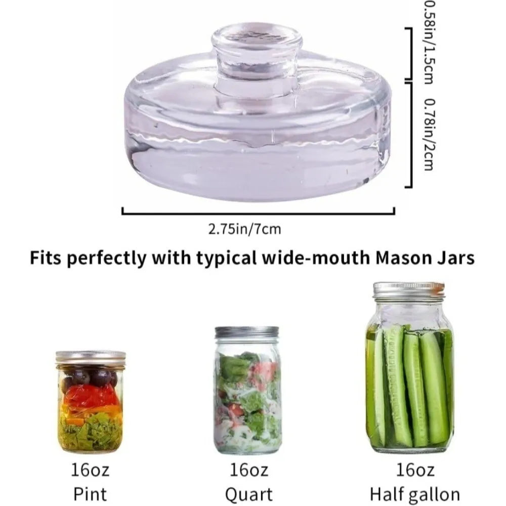 Fermented Glass Weights with Handle Sealed Wide Mouth Mason Jar Lid Kitchen Gadgets Clear Cheeseits Fermentation