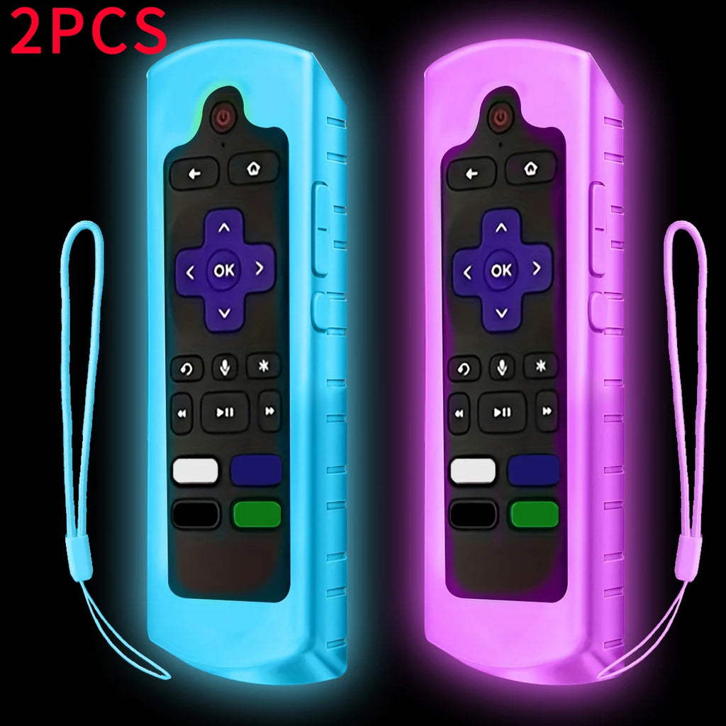 1/2/3 piece of luminous silicone universal remote control set with hanging rope suitable for TCL Hisense Roku TV remote control