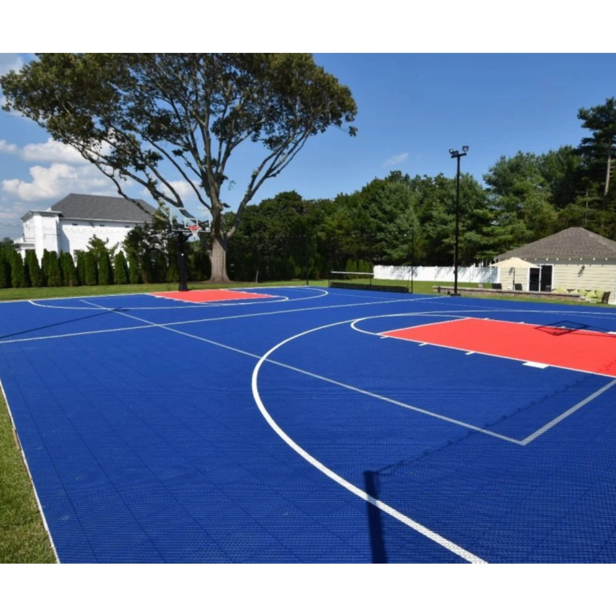 Modular Half-Court Basketball Floor Tiles - Interlocking Shock-Absorbing Tiles for Home/Gym/Community