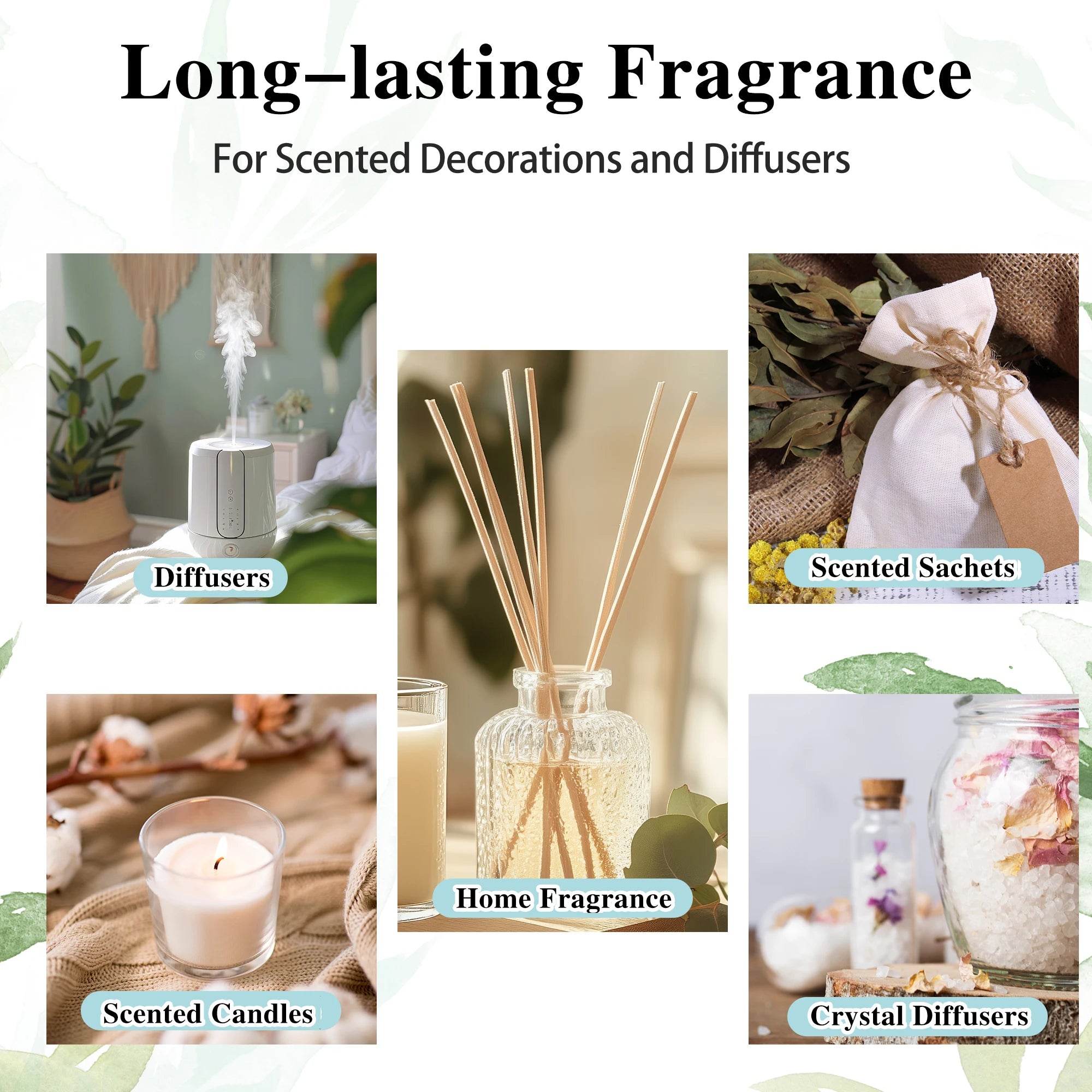 EUQEE 10ml Fragrance Oil Roll-On Long Lasting Scent La Vie Est Belle CHANCE Jadore Cotton Strawberry Mango for Diffuser Burner