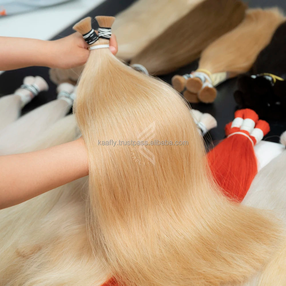 No Weft Bulk Raw Human Hair Bundles Cambodian Hair Raw Hair Cambodian Bundles for Salons in Canada