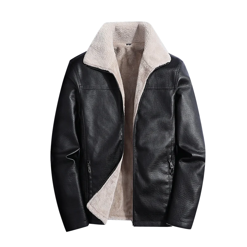Men Plus Velvet Men Winter Warm Motorcycle Thickened Leather Coat Man Fleece Autumn PU Leather Coats Warm Fleece Leather Jacket