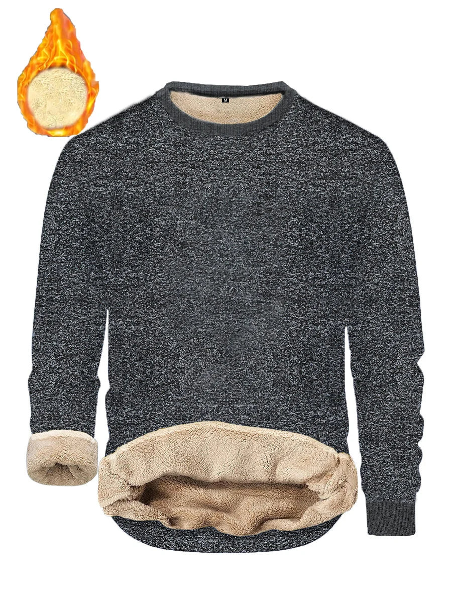 Lamb Fleece Round Neck Top for Men in Winter with Thick and Warm Fleece Hoodie